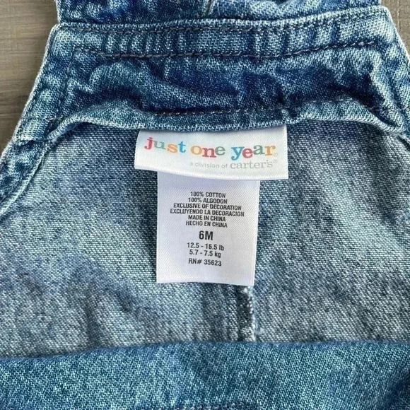 Just One Year by Carter’s Denim Overall Jumper Size 6 Months - Picture 4 of 4